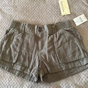 Rewind Olive Utility Linen-Blend Casual Shorts